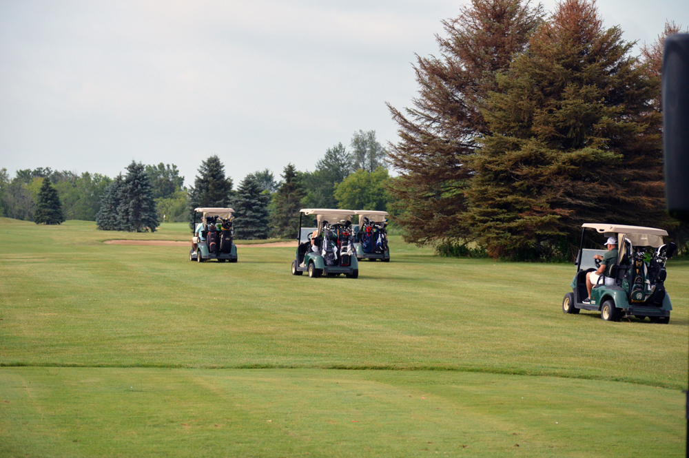 Golf Carts Driving Out To Play