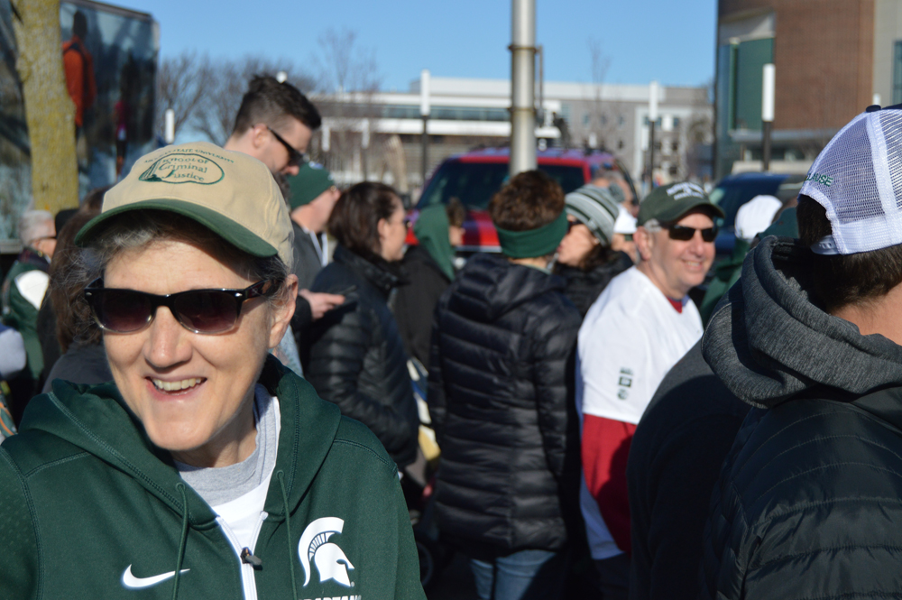 School of Criminal Justice Director Mary Finn preparing to walk the 5K